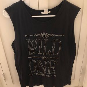 forever 21 wild one dark grey tank top size s